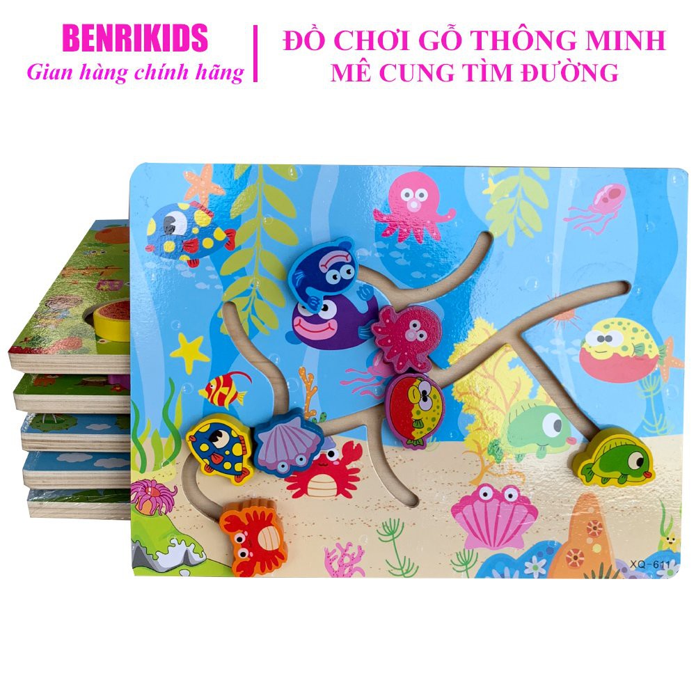 Đồ Chơi Gỗ Benrikids Bảng Mê Cung Động Vật Dưới Nước Cho Bé Giải Mã Tư Duy