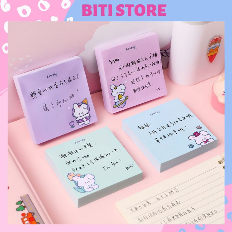 [Mã LIFEBOOK2 giảm 10% đơn 0Đ] Giấy Note, Giấy Ghi Chú Tập 80 Tờ Hình Vuông Màu Pastel Dễ Thương BiTi Store