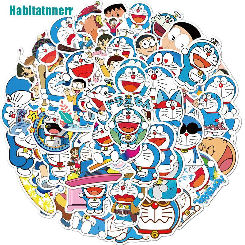 Set 50 Sticker Doraemon Dán Trang Trí Xe Hơi / Xe Máy / Hành Lý / Ván Trượt / Xe Hơi