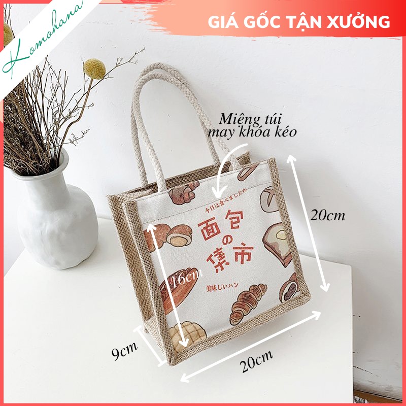 Túi xách nữ mini giá rẻ Komohana túi canvas 20*20cm, làm túi đựng cơm thời trang | BigBuy360 - bigbuy360.vn