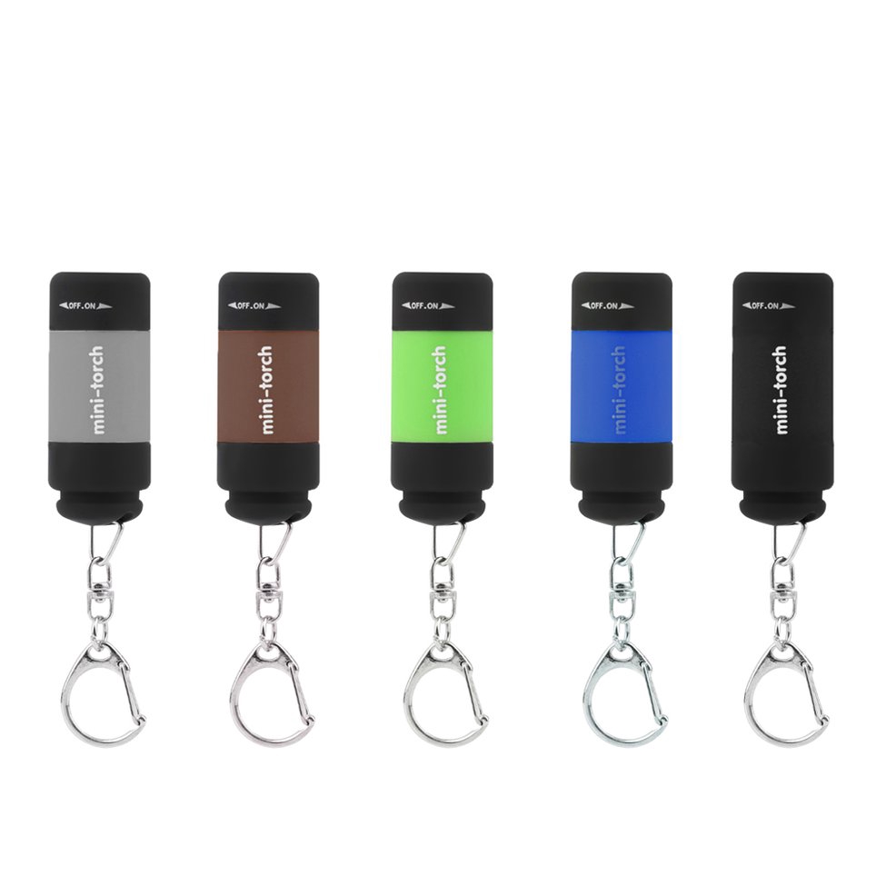 Đèn pin mini 0.5W 25LM sạc USB có móc khóa