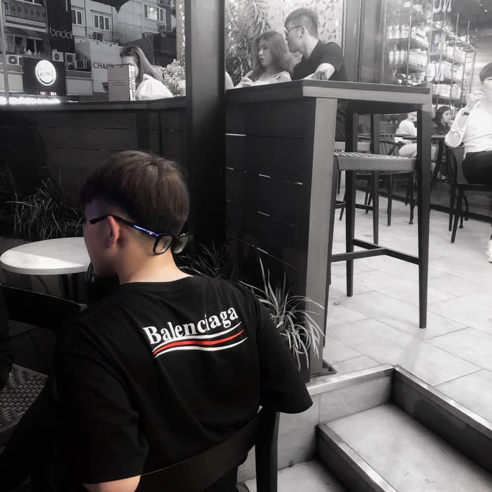 Áo tee BLCIAGA  wave logo chữ thêu cao cấp full tag túi, áo thun BLCAGA