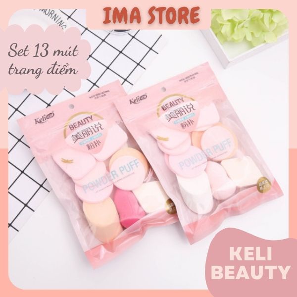 Set 13 mút trang điểm Keli IMA Store - Mút xốp trang điểm tán kem nền nội địa Trung giá rẻ