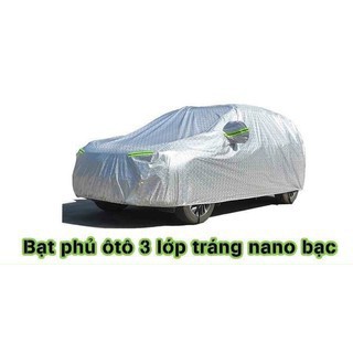 Bạt phủ oto tráng nhôm 3 lớp phản quang bảo vệ xe tránh mưa nắng