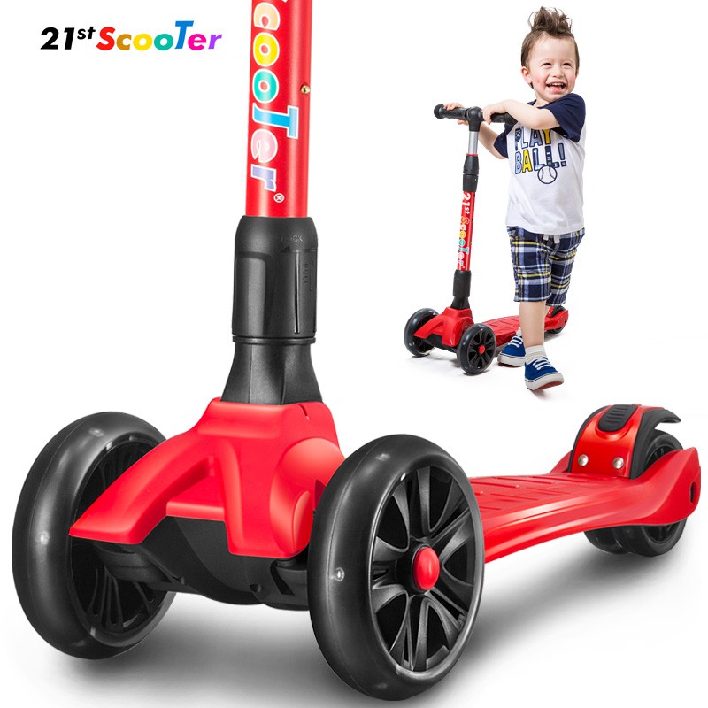 Xe trượt scooter 3 bánh 21st scooter SPINE cho bé từ 3-14 tuổi xe scooter xịn có đèn LED phát sáng, gập gọn tiện lợi