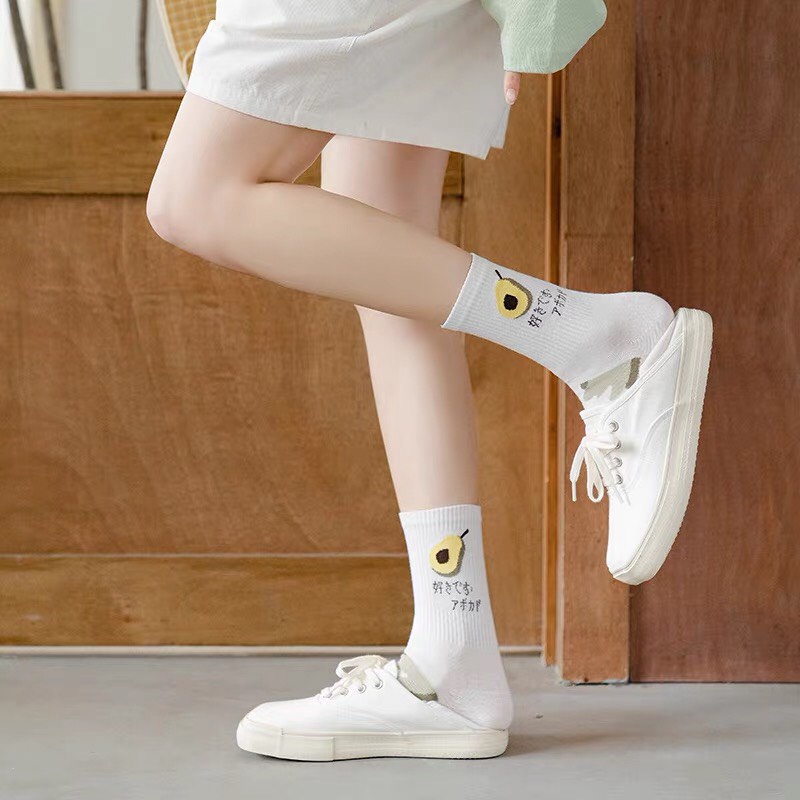 Tất vớ nữ cổ cao cotton set tất bơ dễ thương phong cách hàn quốc Tumie Store