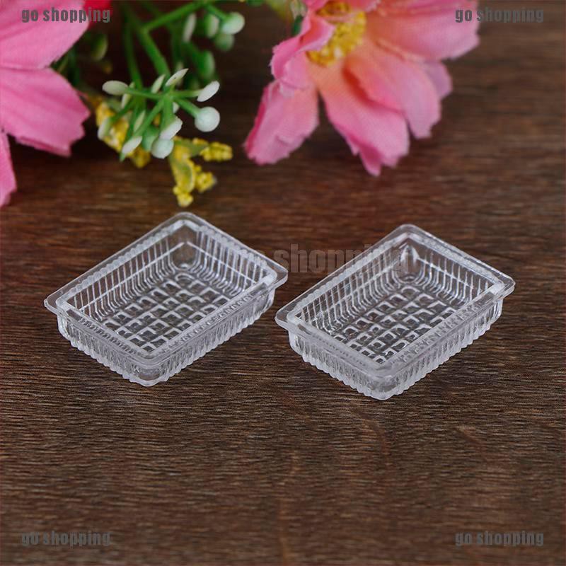 Set 2 khay đựng thực phẩm bằng resin mini tỉ lệ 1/12 dùng trang trí nhà búp bê