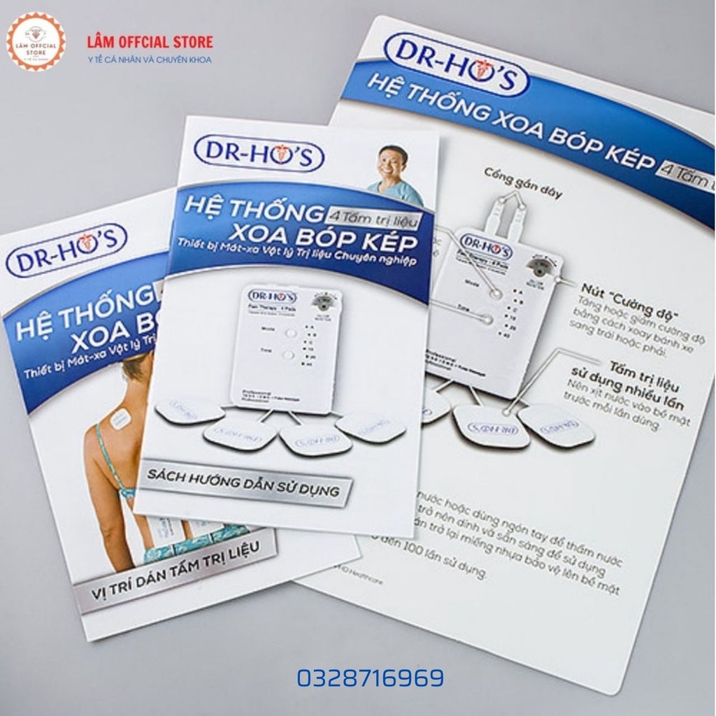 Máy massage, máy massage xung điện trị liệu DR HO'S loại mới nhất 4 miếng dán
