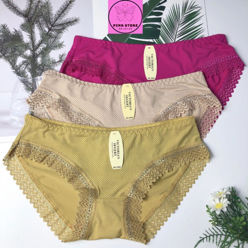 Quần Lót Nữ Thun Lạnh Cạp Thấp Thông Hơi Viền Ren Thoáng Mát PINK STORE QL5866 | BigBuy360 - bigbuy360.vn