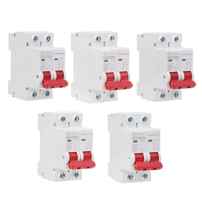 Cầu Dao Ngắt Mạch Loại C 2 Cực 10A / 16A / 32A / 50A / 63A 1000V ~ C 35mm