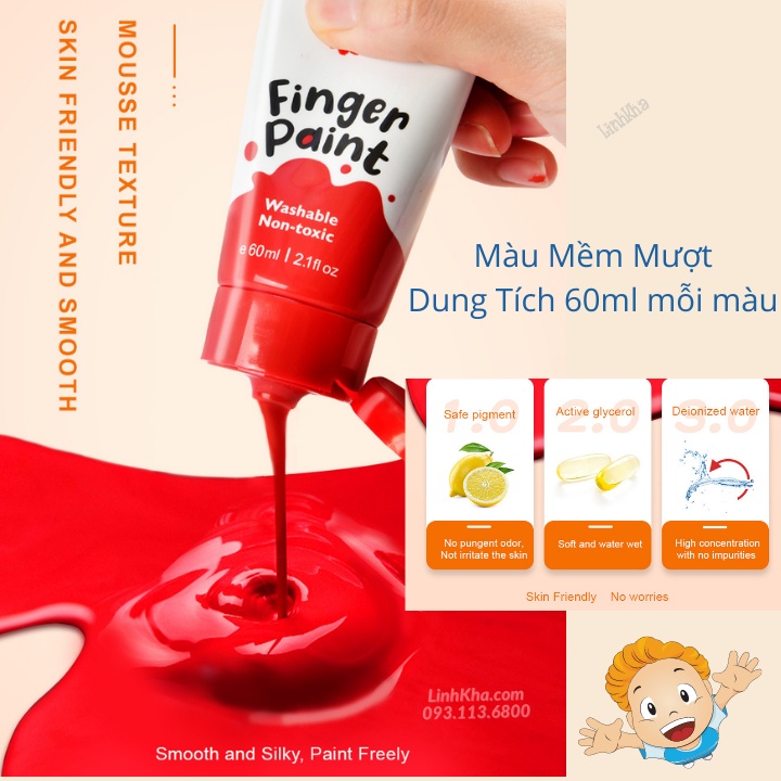 [Mã LIFE1404ALL giảm 20K đơn 50K] Màu Vẽ Tay Mideer Finger Paint An Toàn Dễ Tẩy Rửa - Cho Bé Từ 3 Tuổi