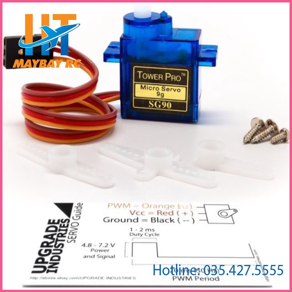 Combo 5 động cơ servo xanh 9g ( đầy đủ phụ kiện)