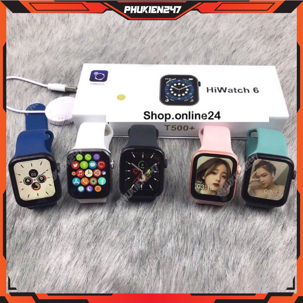 Đồng Hồ Thông Minh T500+ Hiwatch 6 Seri 6 - 7 Thay ảnh tùy ý Nghe gọi kết nối bluetooth 5.0