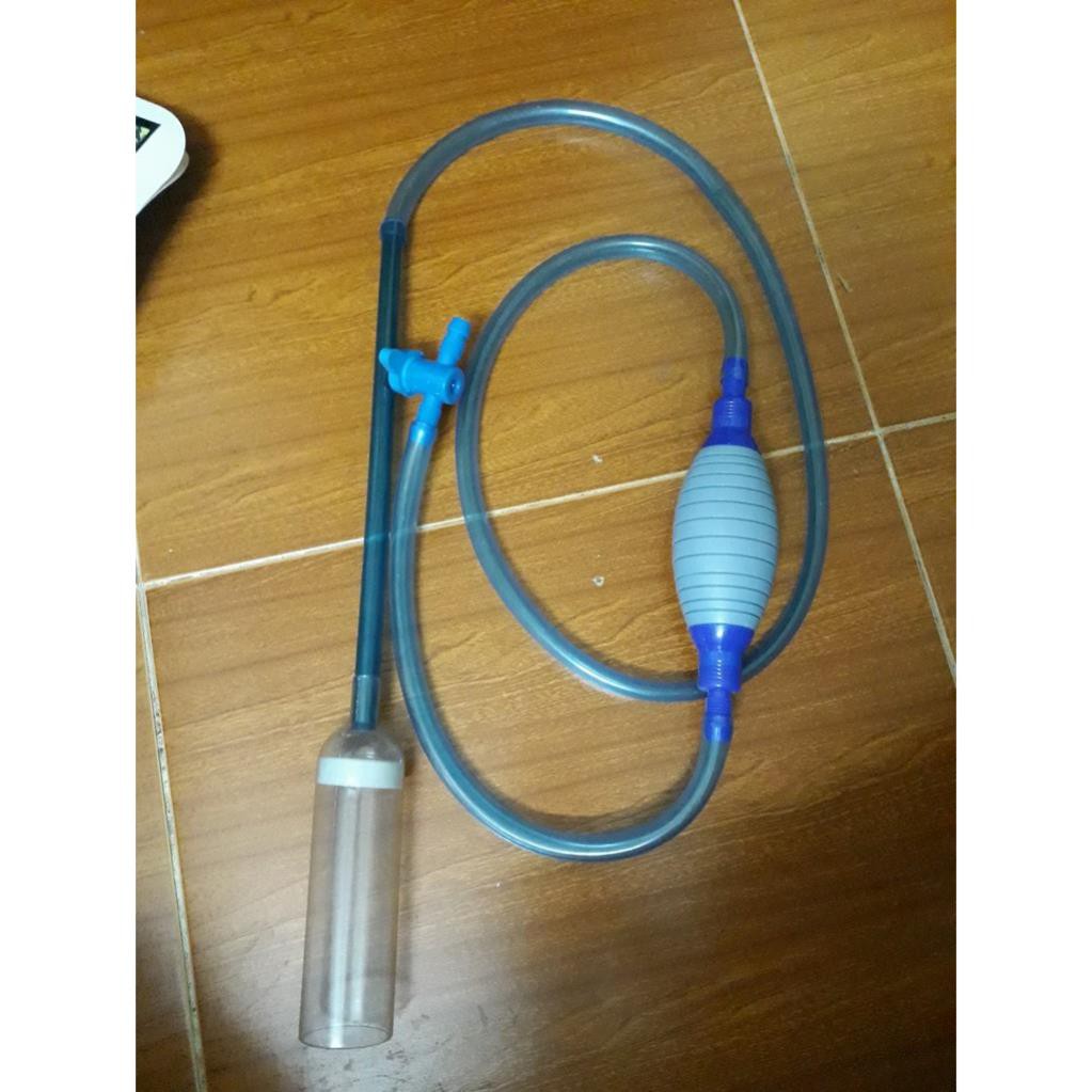 Bơm tay thay nước bể cá cỡ lớn có khóa dài 2.5m- Bơm thay nước  hút phân bể cá