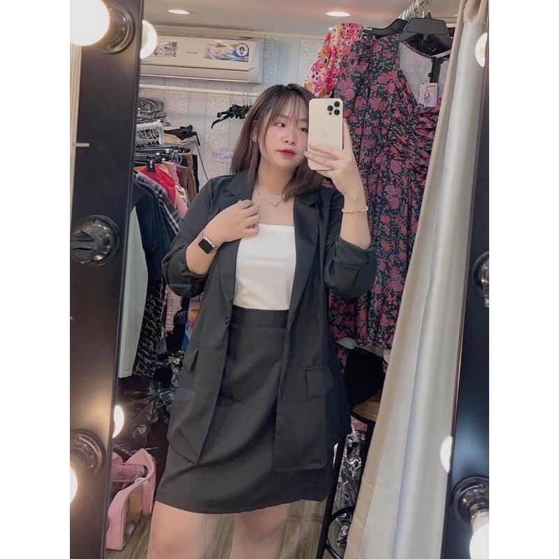 Set áo vest phối chân váy #bigsize 60-90kg | BigBuy360 - bigbuy360.vn
