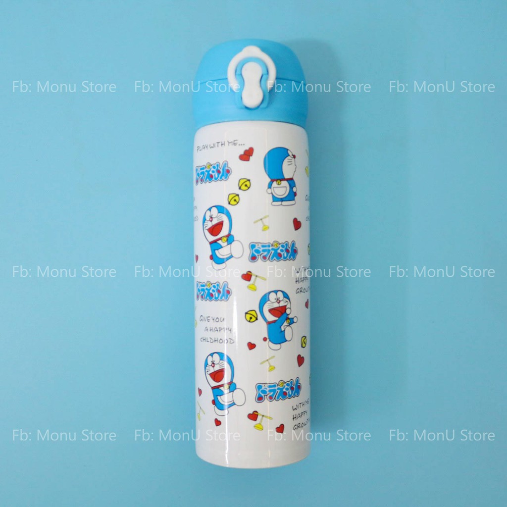 Bình giữ nhiệt nắp bật hình DORAEMON DOREMON dễ thương chất liệu inox 304 an toàn