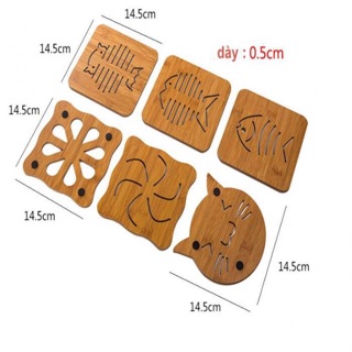 Combo 2 Lót Nồi Gỗ Hình Mèo