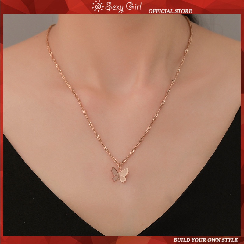 Dây chuyền mặt hình bươm bướm màu vàng/ bạc đơn giản thời trang dành cho nữ