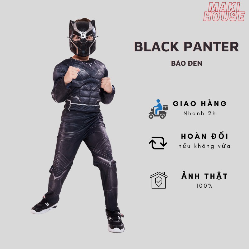 Quần áo người nhện siêu nhân halloween trẻ em hoá trang Maki Báo đen. HTB19