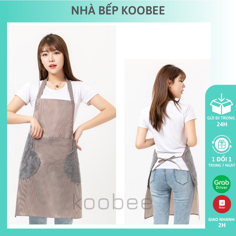 Tạp Dề Nhà Bếp Cao Cấp Tích Hợp Khăn Lau Tay Chống Bám Bẩn, Dầu Mỡ Hiệu Quả KOOBEE (NB03)