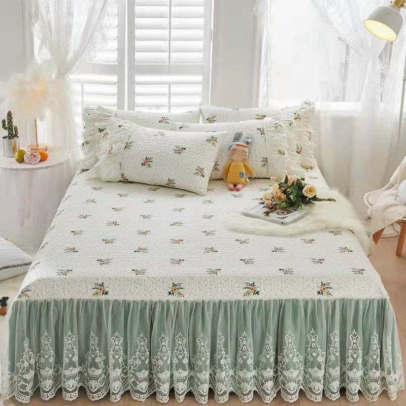 Ga +2 Gối Cotton Phủ Bèo Ren Xinh Xắn- Punpu3051