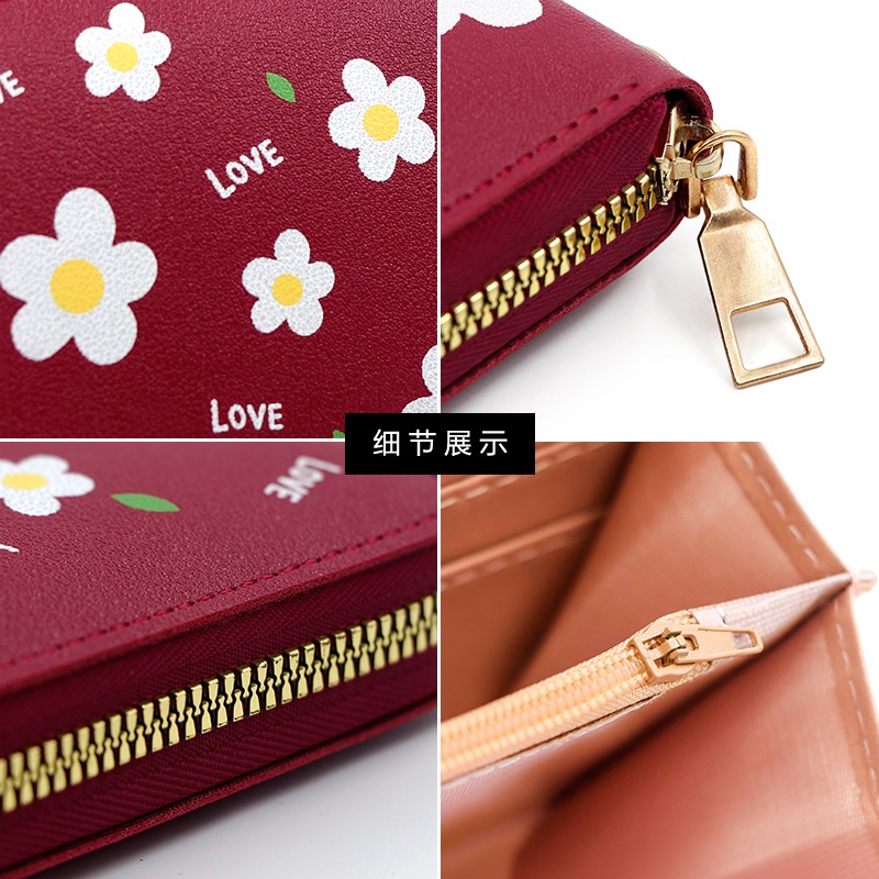 Ví Da Pu In Hoa Thời Trang Hàn Quốc