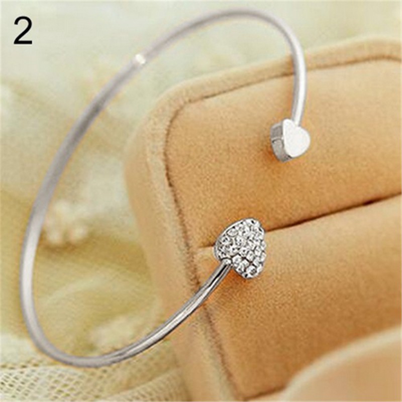 Vòng đeo tay trái tim đính pha lê thời trang cho nữ