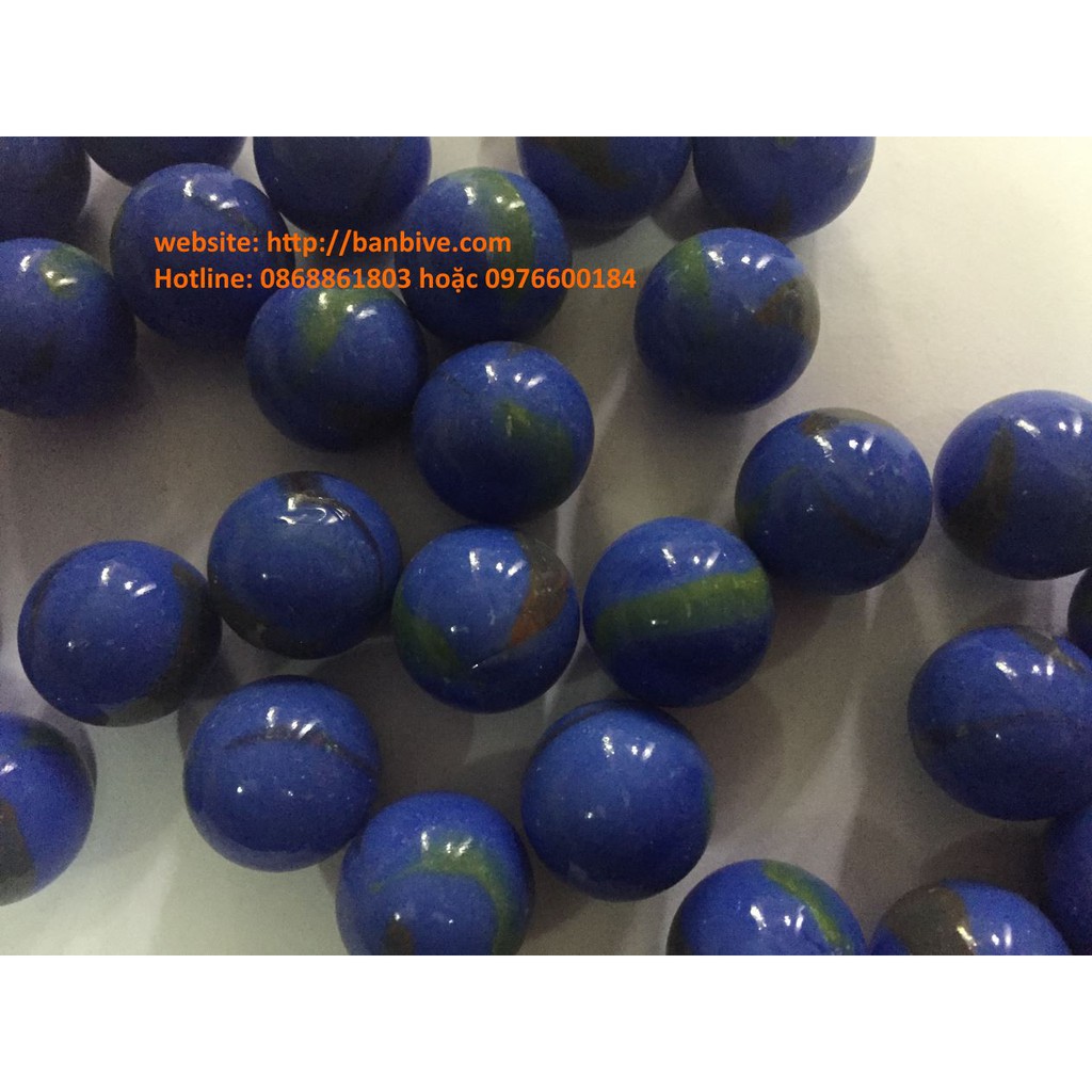 Bi ve - bộ viên bi sứ xanh nước biển có vân bộ 50 viên
