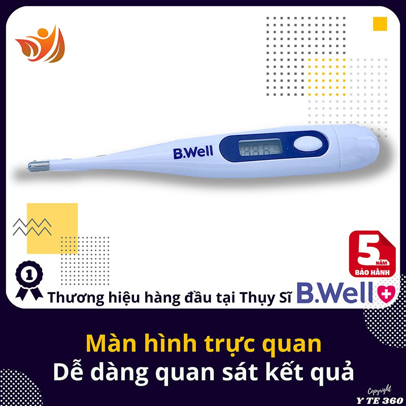 Nhiệt kế điện tử đo độ ngậm miệng kẹp nách hậu môn cho bé b.well wt 03 - bwell y tế 360