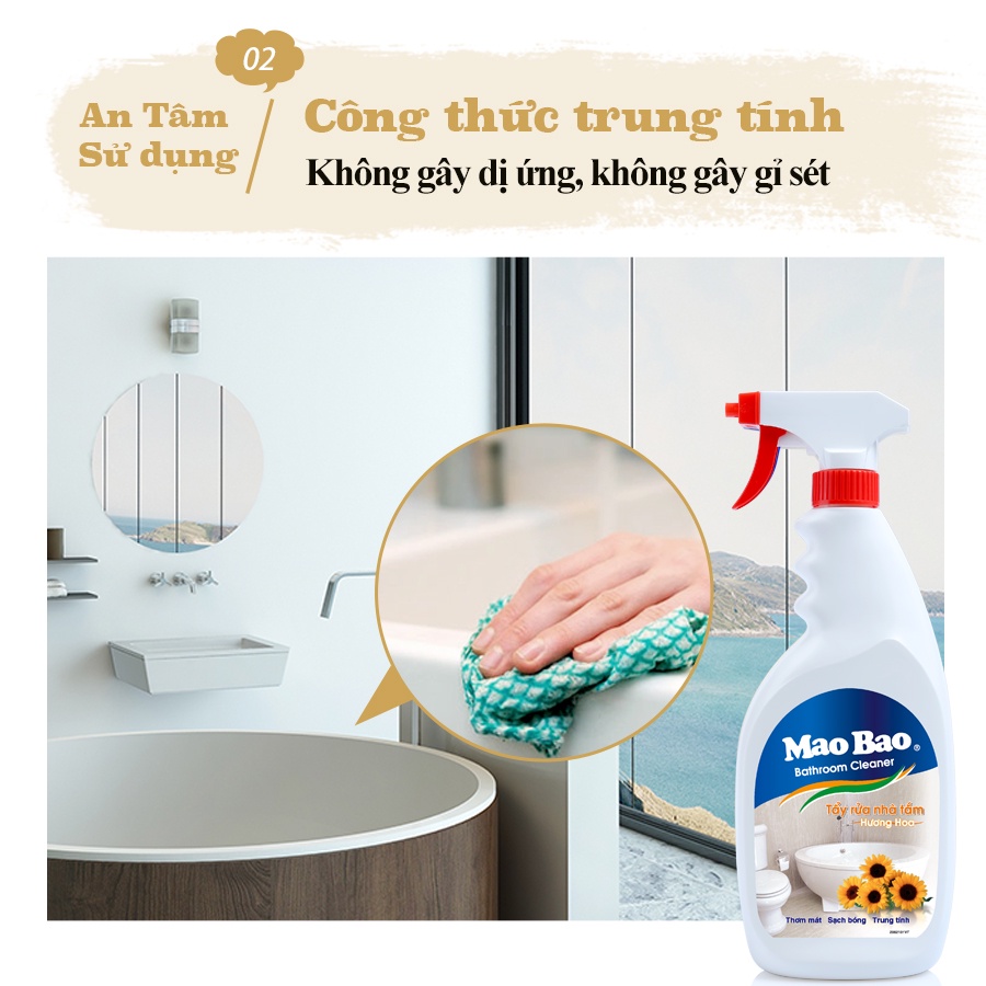 Combo 3 Chai Nước Tẩy Nhà Tắm Mao Bao 600ml