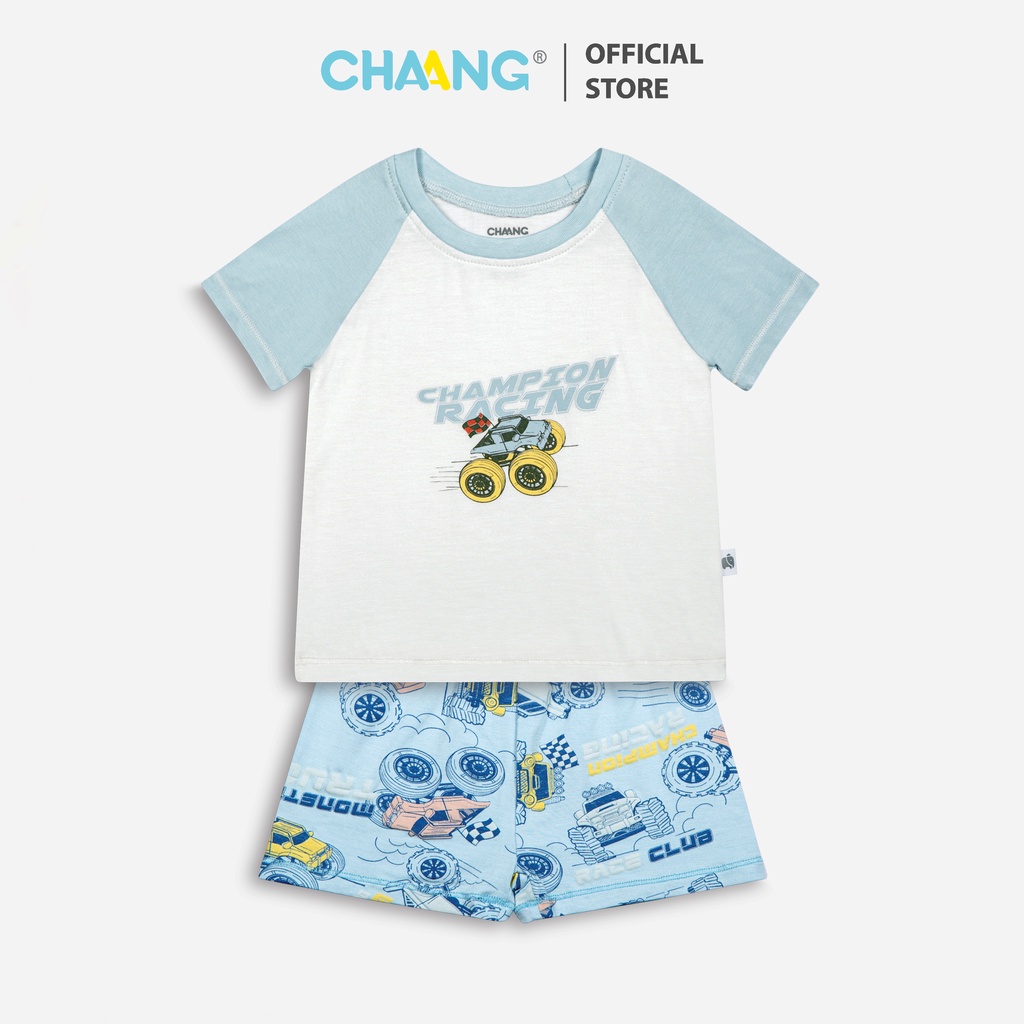 Bộ quần áo cộc tay raglan cho bé Active xanh da trời