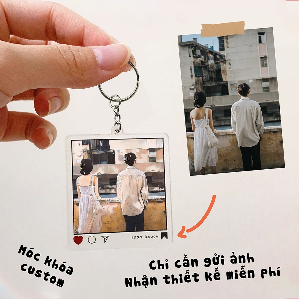 Móc khóa tranh vẽ hoạt hình dễ thương theo yêu cầu quà tặng lưu niệm