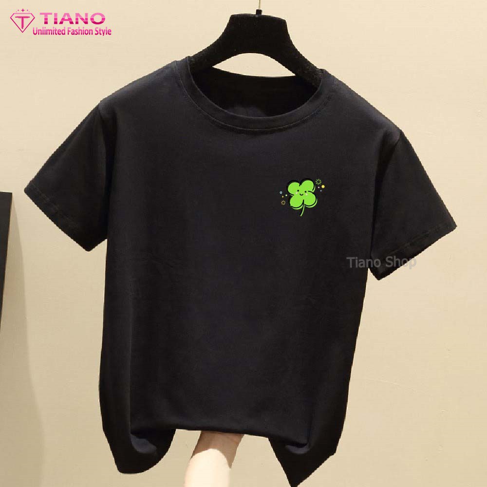 Áo Thun Nữ In Hình CỎ BA LÁ AT-001 Tiano Shop Dễ Phối Trang Phục - Phù Hợp Mọi Vóc Dáng - Thời Trang Cơ Bản - Đơn Giản