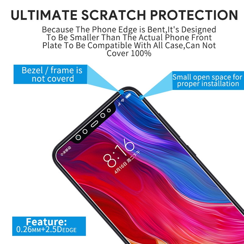 Miếng dán kính cường lực bảo vệ điện thoại Xiaomi CC9 Mi9T Mi 8 9 MAX 2 3 Pocophone