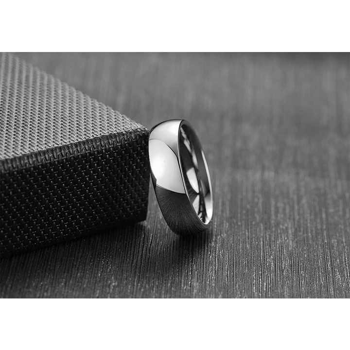 Nhẫn nam nữ Unisex Inox bo tròn trơn bảng 5 ly - N646