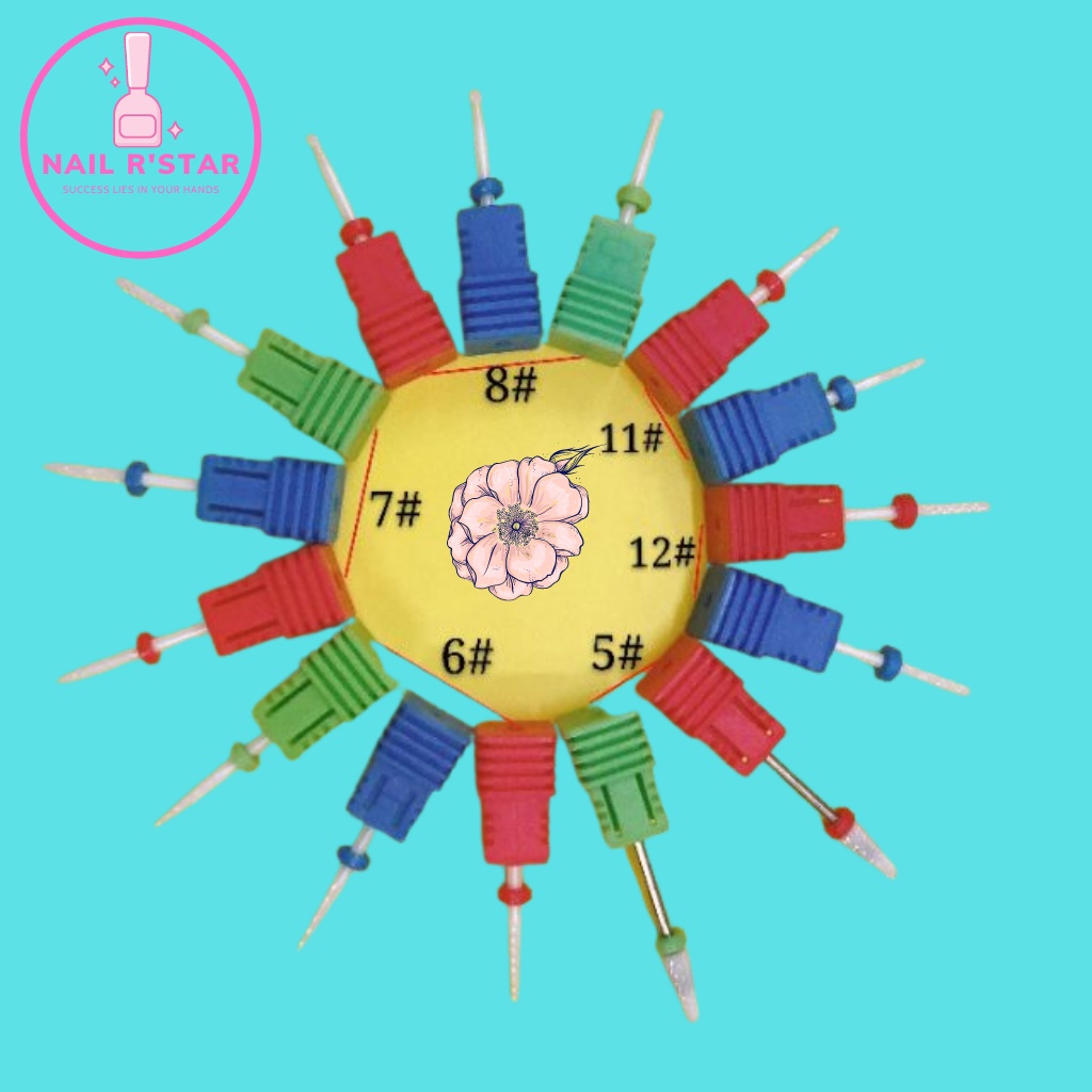Đầu mài sứ mới dũa phá móng chuyên nghiệp - 12 mẫu đầu mài phá, mài mịn, mài khóe loại tốt  NAIL R’STAR