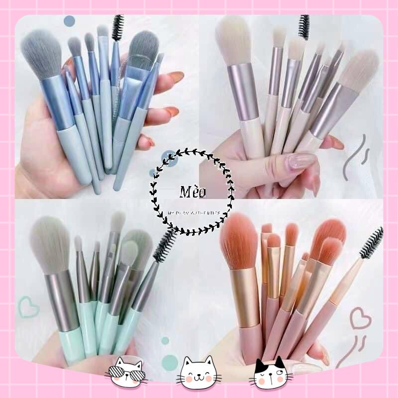 Full Bộ Cọ Gốm 8 Cây Tặng Kèm Túi Zip Vintage