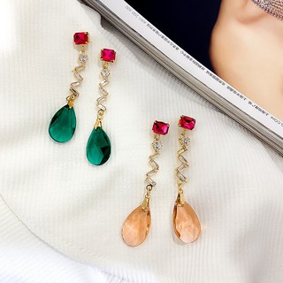 Bông Tai Bạc 925 Hình Giọt Nước Đính Đá Zircon