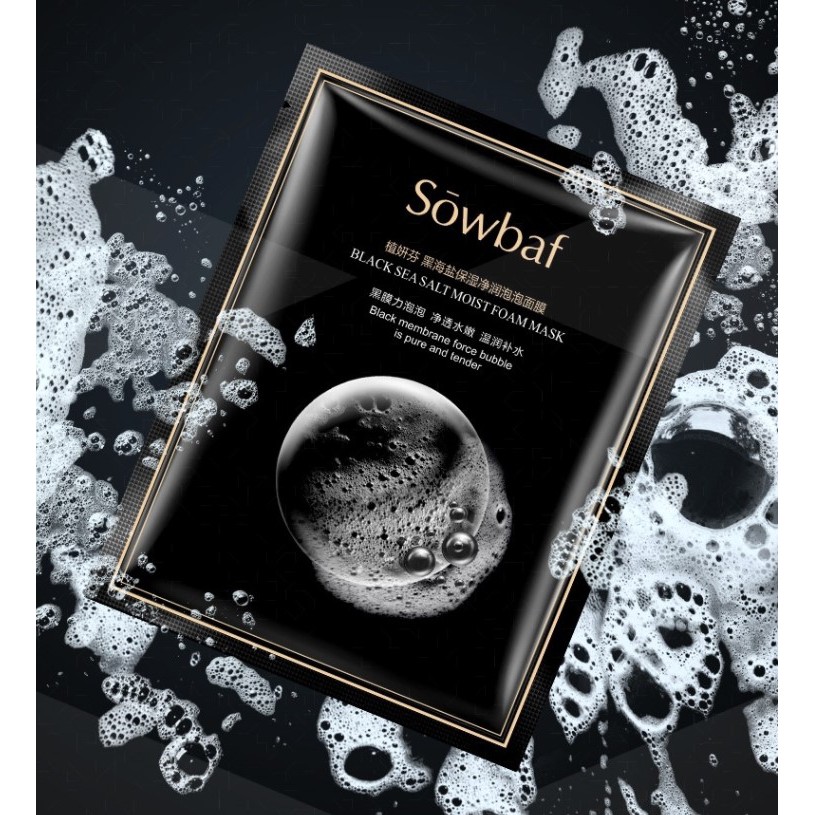 Mặt nạ sủi bọt SOWBAF thải độc Black Sea Salt Moist Foam Mask làm sạch lỗ chân lông mụn đầu đen giá tốt