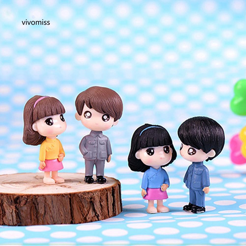 Bộ 2 đồ chơi mô hình búp bê trai hoặc gái dễ thương dùng trang trí nhà