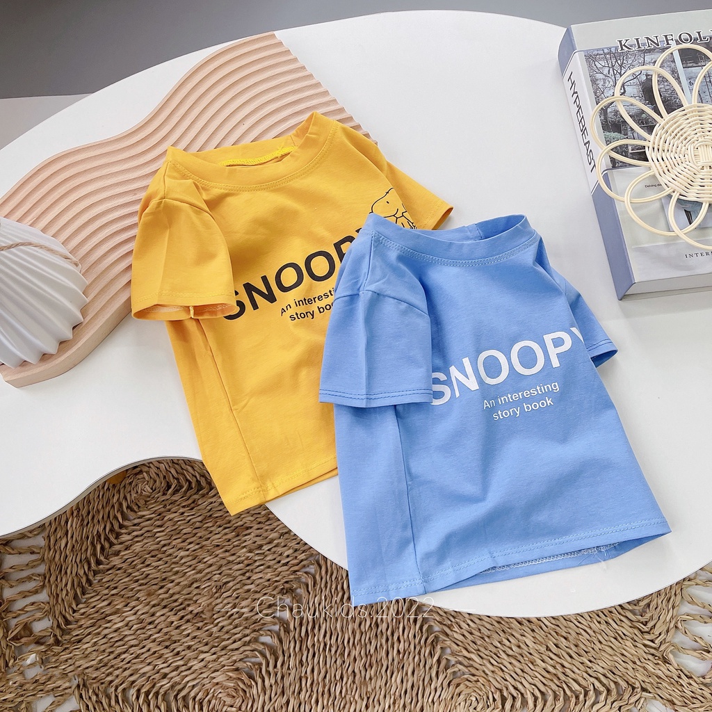 Áo thun bé trai, áo phông cổ tròn chất cotton SNOOPY cho bé