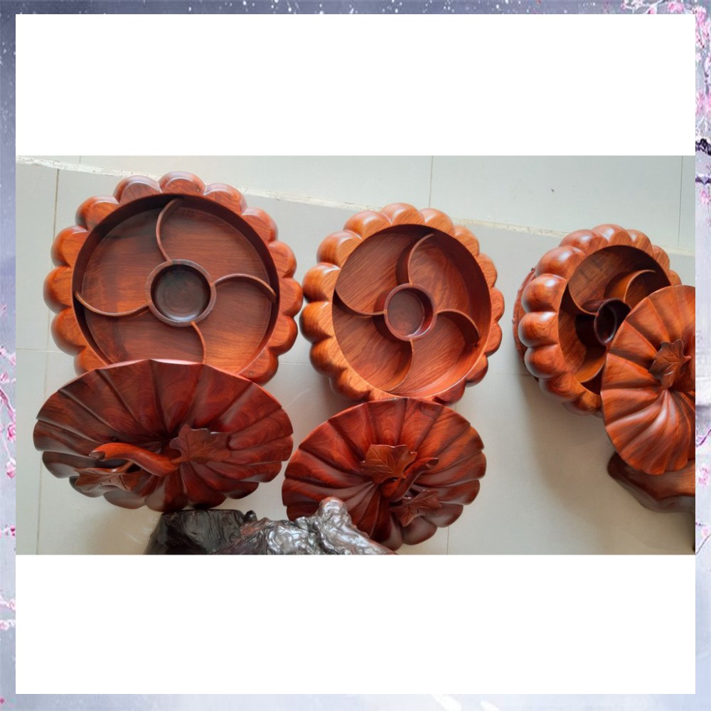 Hộp đựng bánh kẹo, khay đựng mứt ngày tết gỗ hương nguyên khối quý