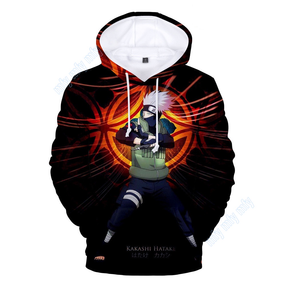 Áo Khoác Hoodie In Hoạt Hình Naruto Sasuke Kakashi Thời Trang Cho Nam