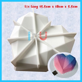 HCM - Khuôn silicon hình tim sọc kim cương làm bánh bông lan, bánh gato, rau câu tim