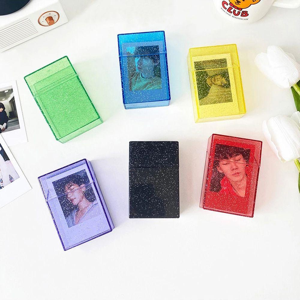 Hộp Đựng Ảnh Bằng Nhựa Trong Suốt Lấp Lánh Cho Polaroid Album Ảnh Thần Tượng