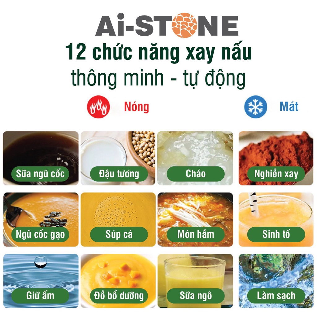 Máy làm sữa hạt Ai-STONE AI-600 công suất cao dung tích 1750mL - Bảo hành 12 tháng