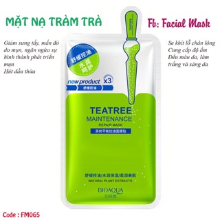 Mặt nạ trà xanh tràm trà tea tree teatree Bioaqua mask da mụn