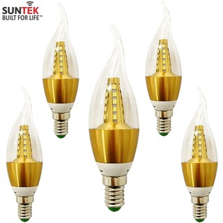 Bộ 5 bóng đèn hình nến SUNTEK LED 5W đuôi E14 Ánh sáng vàng