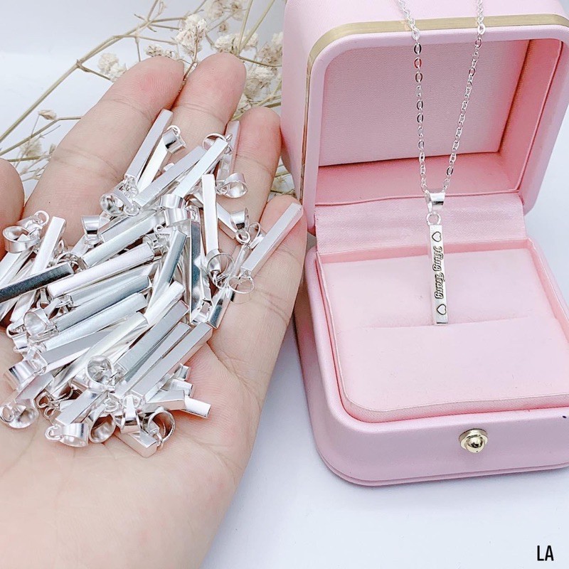 Mặt dây chuyền bạc S925 khắc tên khắc số điện thoại/Ngọc linh-Jewelry