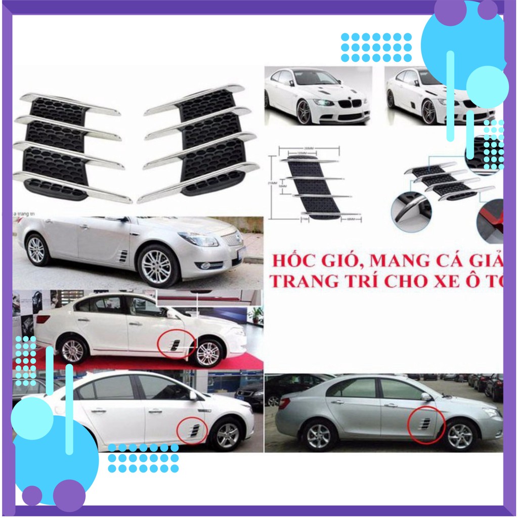 Bộ 2 cái hốc gió giả mang cá dán trang trí ô tô